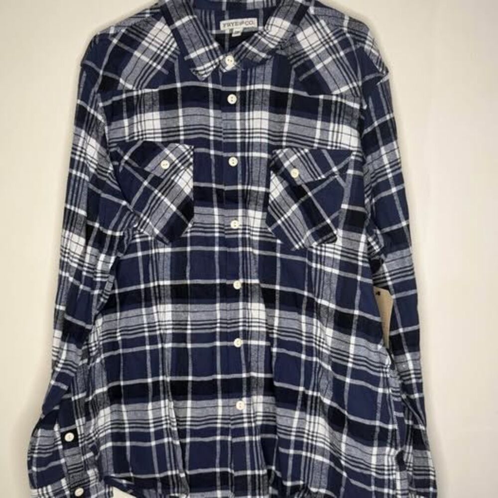 Frye and Co. Blue Plaid Shirt XXL NWT